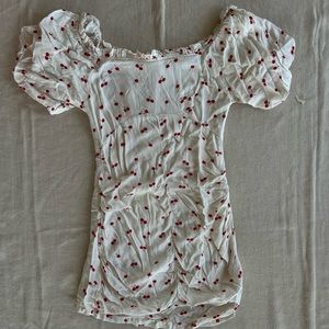 Urban Outfitters Cherry Off the Shoulder Mini Dress, Size 4